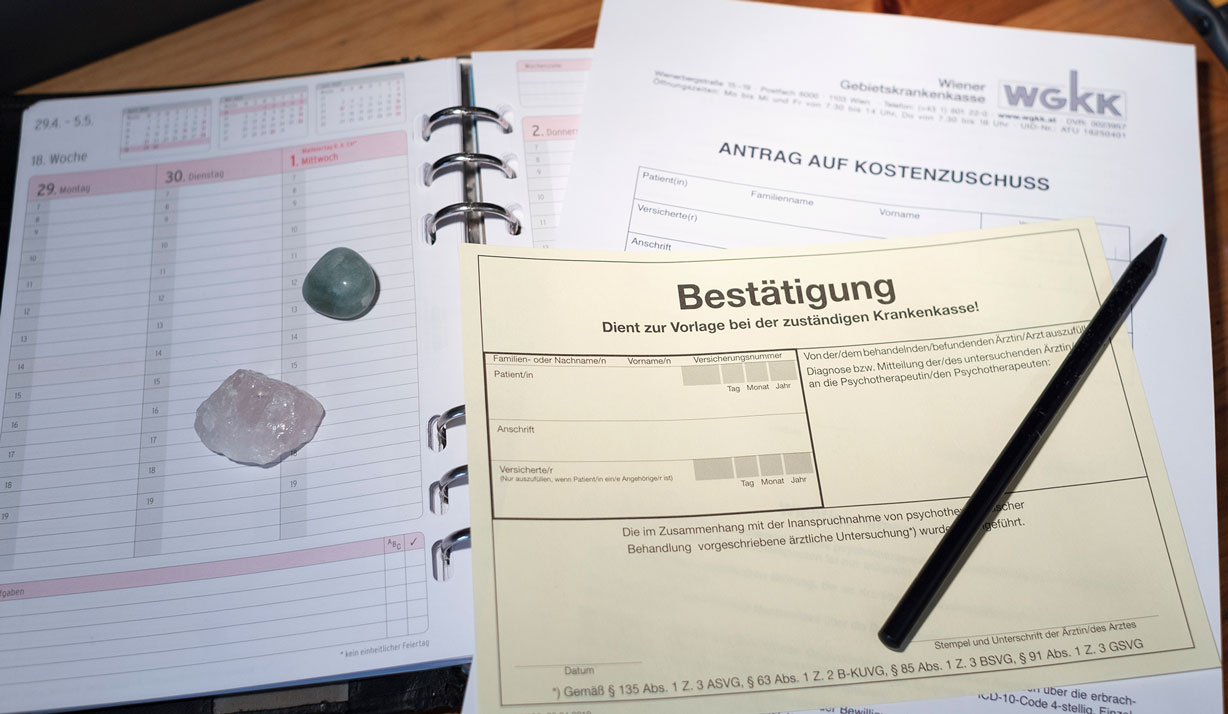 Terminkalender und Formulare zur Therapie